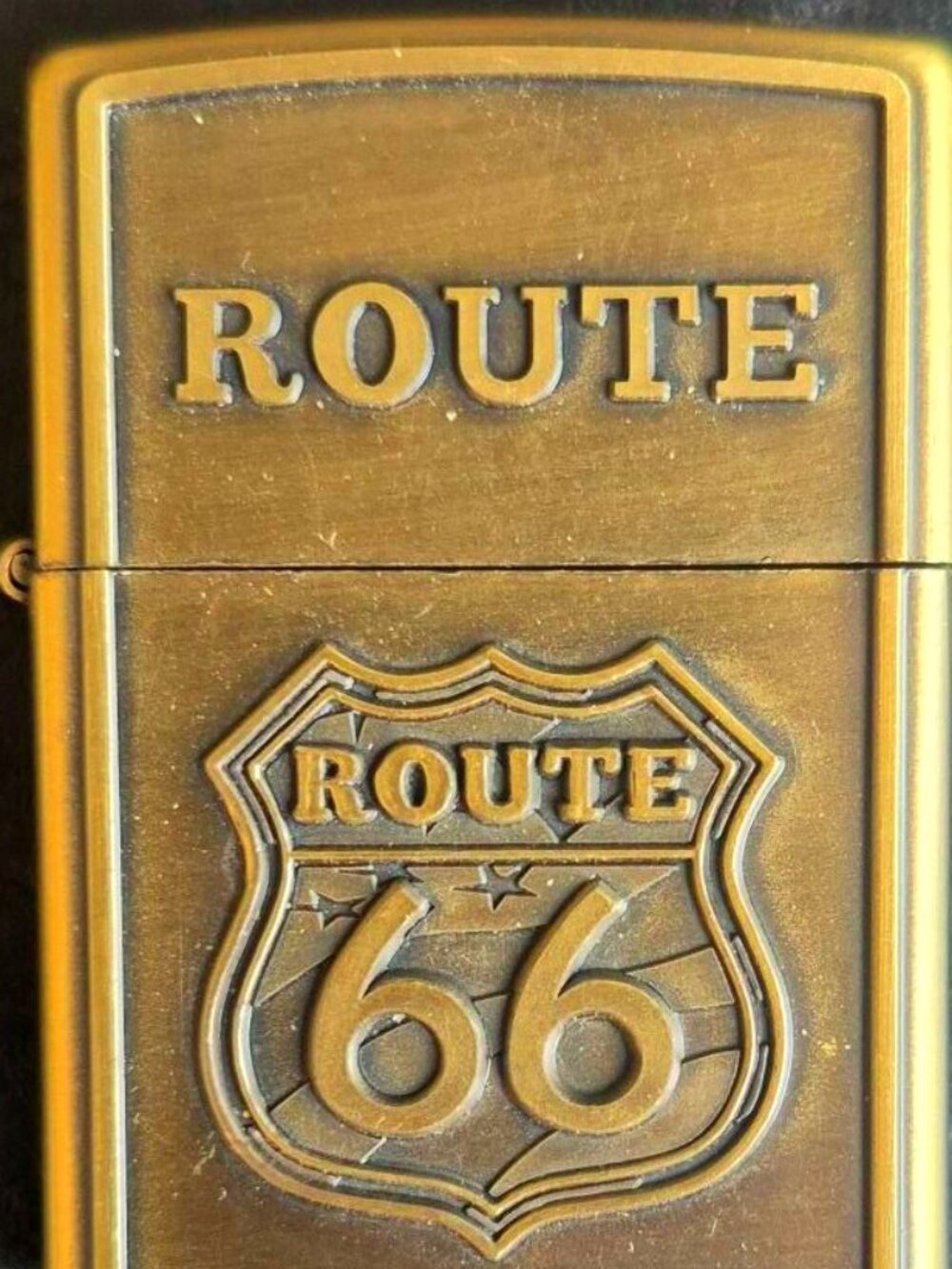 Brass Route 66 Highly Detailed Deep Carved Lighter
